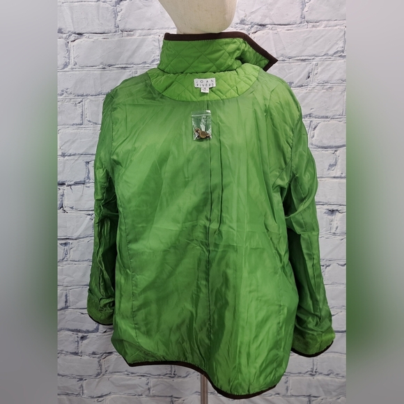 NWT Vintage 90s Joan Rivers Women's Quilted Jacket Coat Green Size XL - Picture 12 of 16